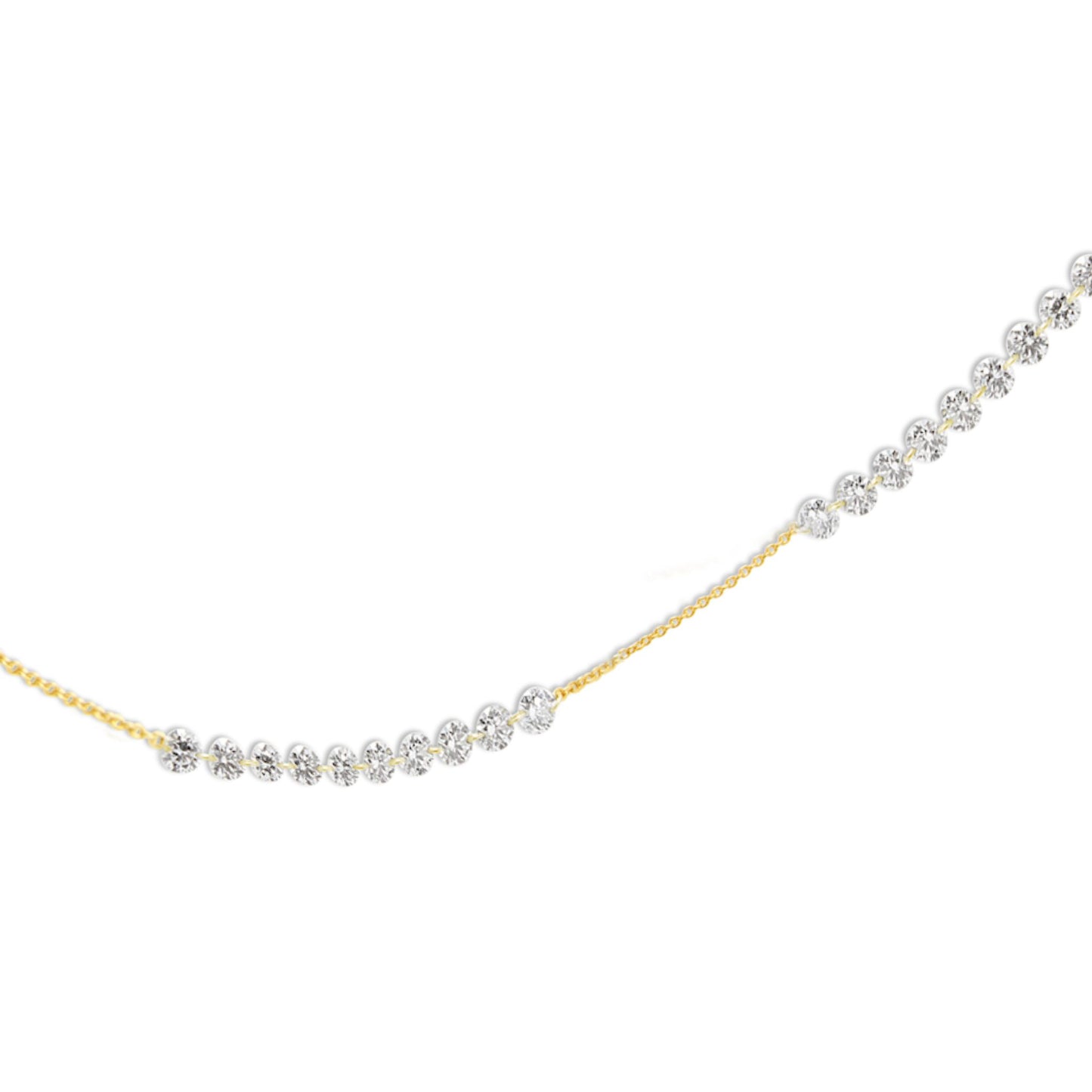 Purely Pierced Diamond Line Strand Necklace 3.87 ct premium diamonds on 14K rose gold cable chain