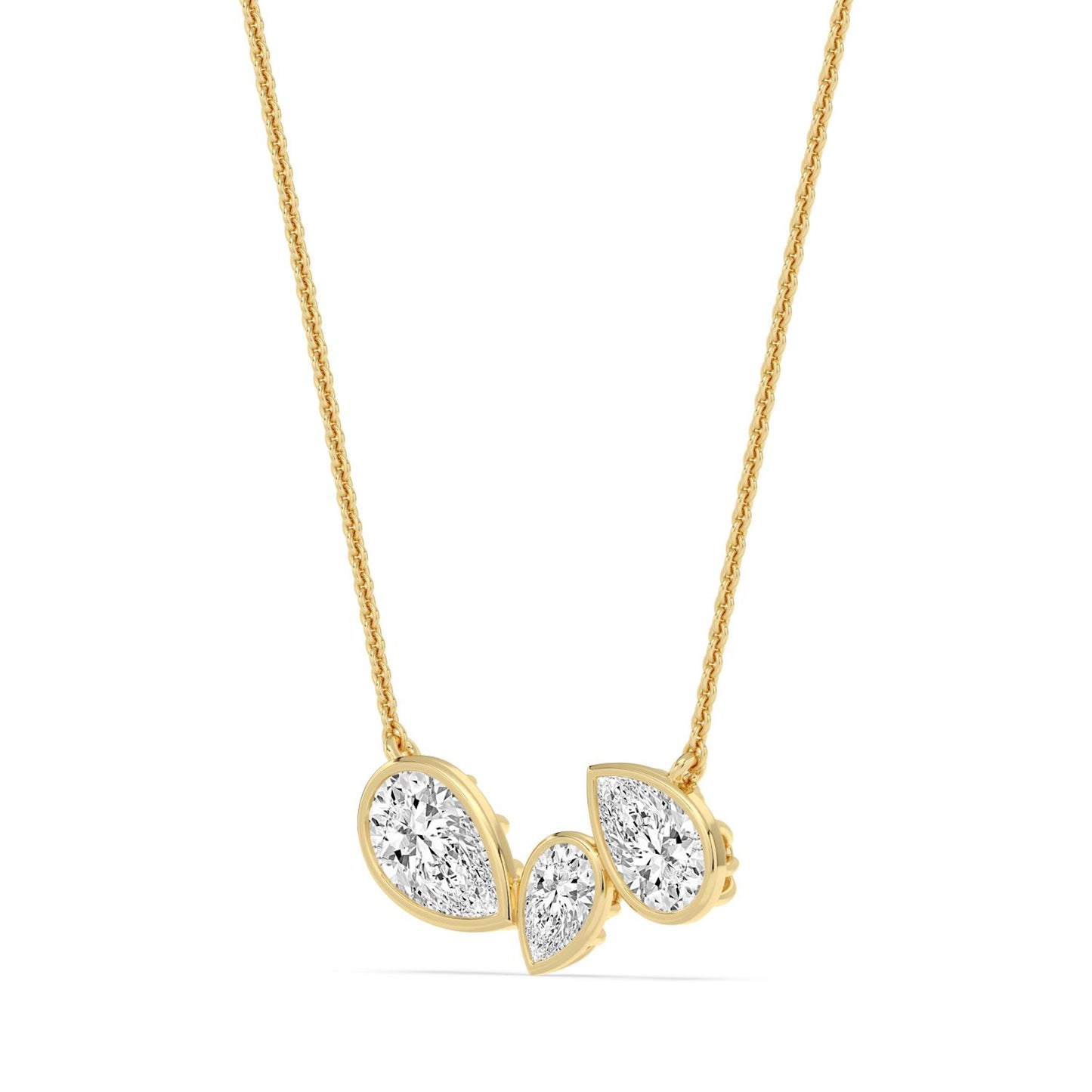 Rosalie pendant by Lumeniri featuring marquise and mixed shape lab grown diamonds in refined 14K yellow gold