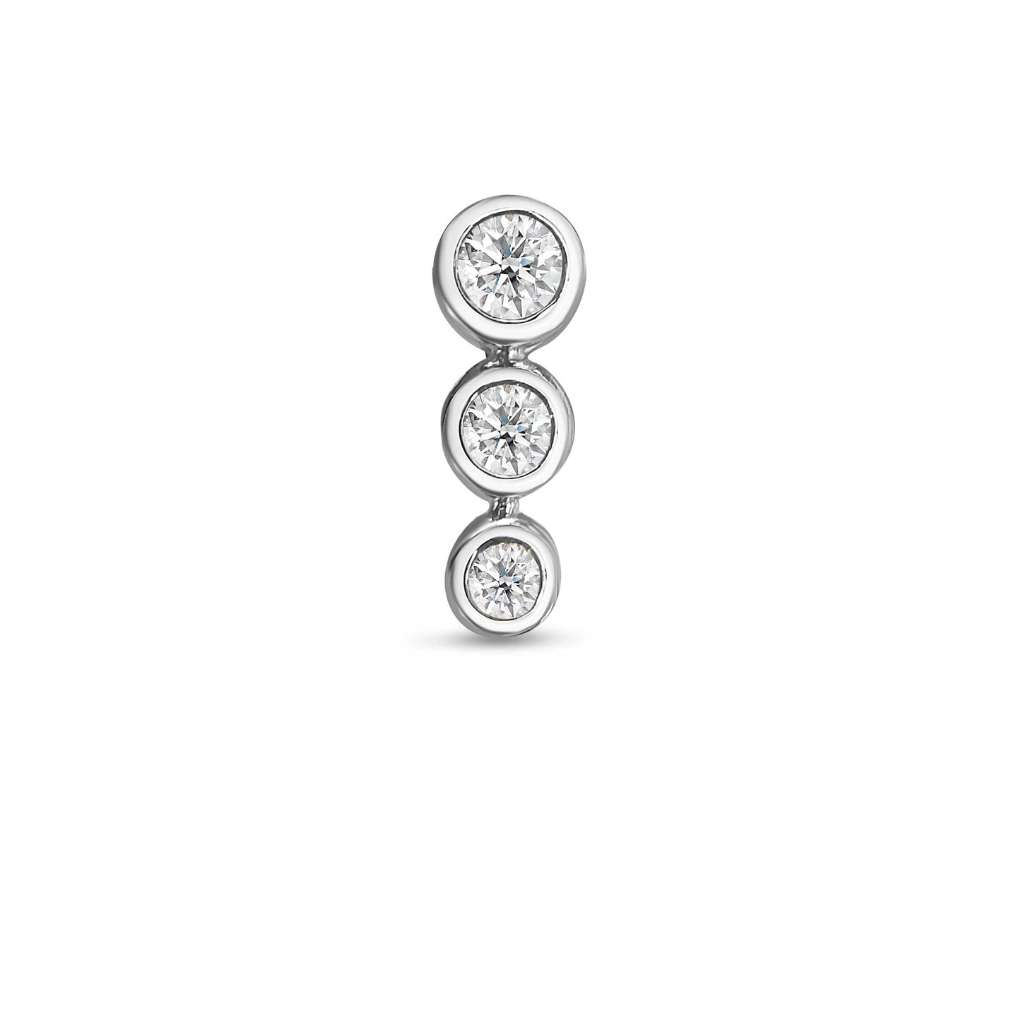 Round bezel set mini diamond studs DEF VS lab created 14K white gold clean product image