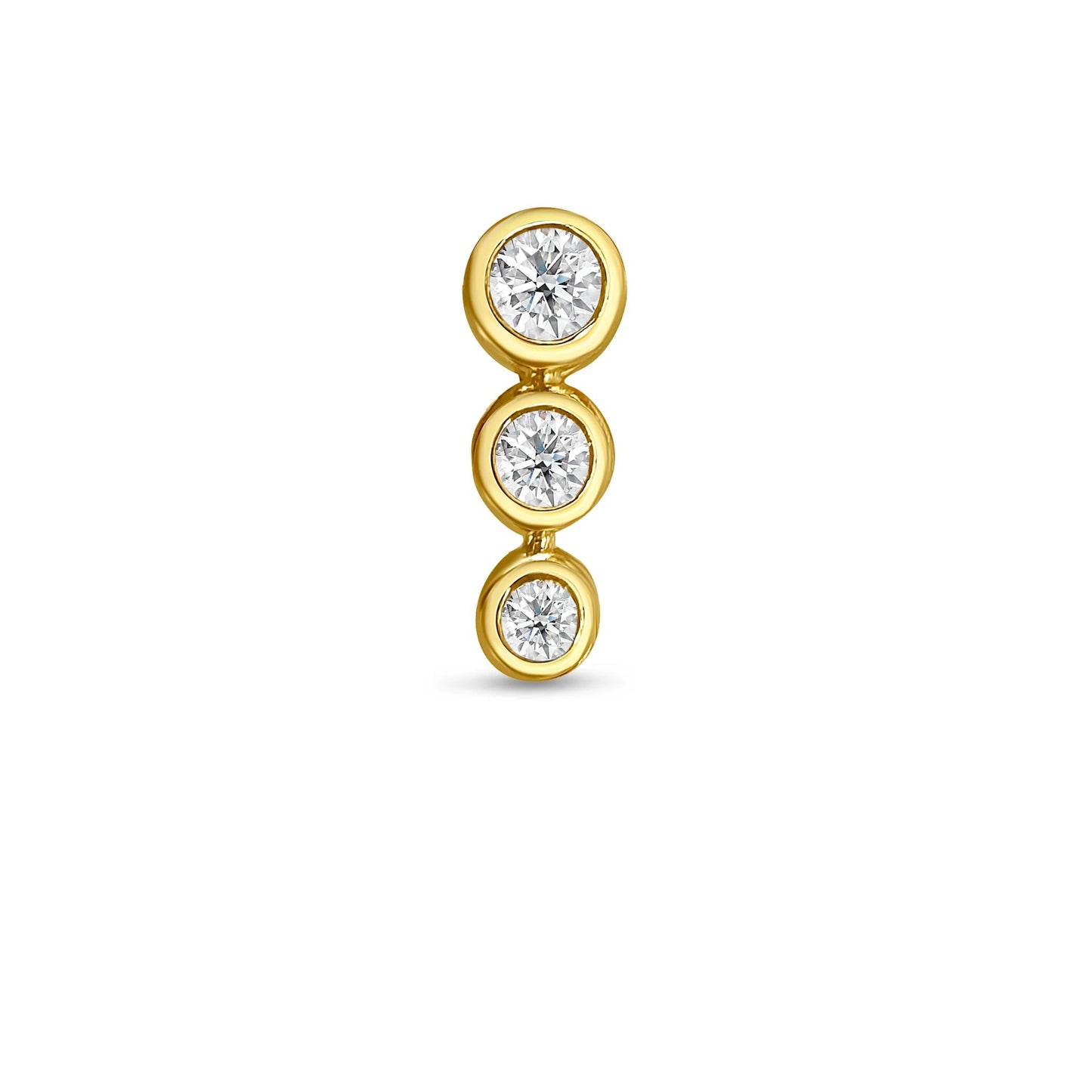 Round bezel set mini diamond studs DEF VS lab created 14K yellow gold clean product image