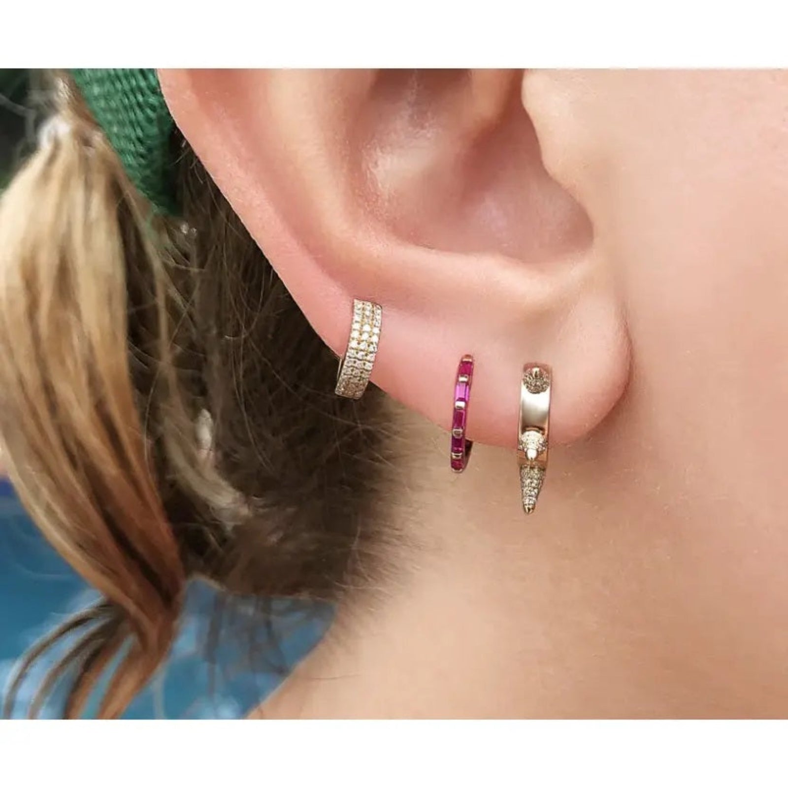 The Espiga Huggies lab diamond hoop earrings
