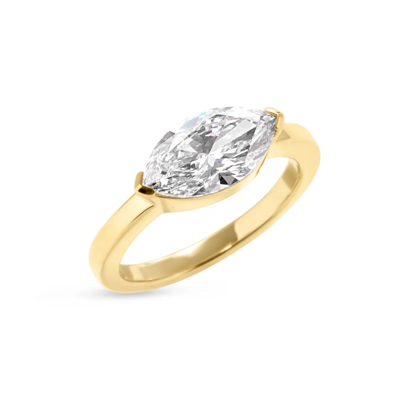 The Aminta Marquise East West Lab Grown Diamond Signet Ring in 14K Gold