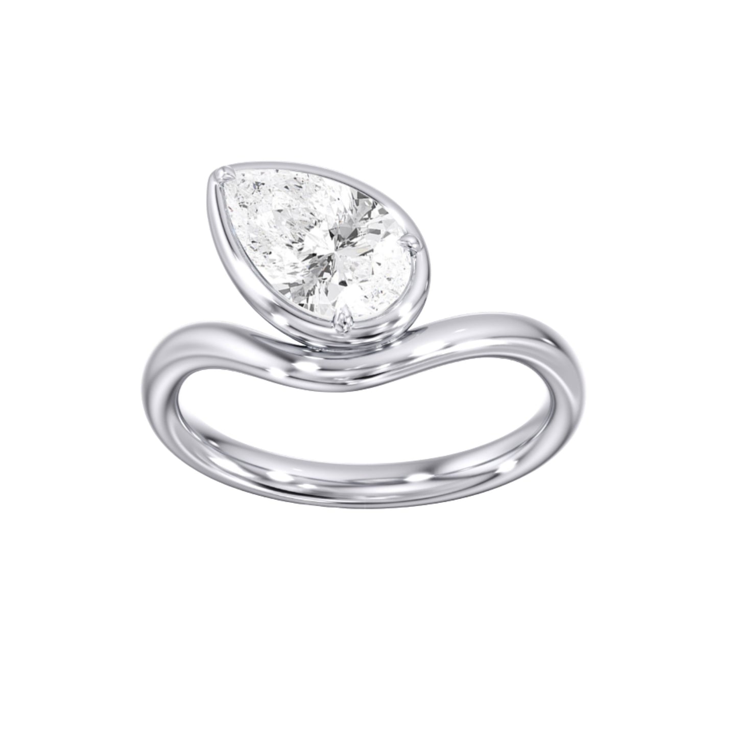 The Calista 1.04ct IGI Certified Pear Lab-Grown Diamond Pinky Ring in 14K White Gold by Lumeniri