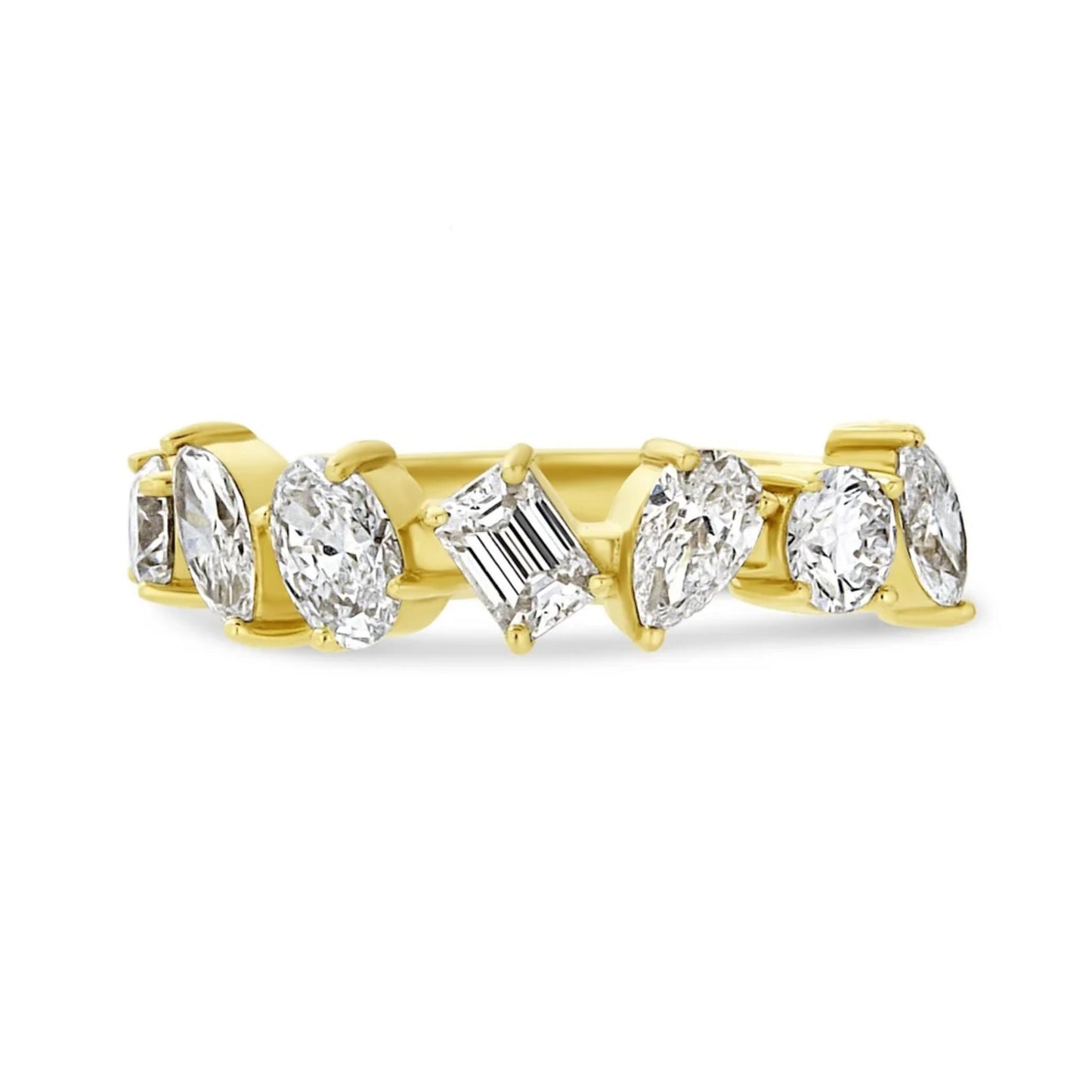 The Mira 1.1ct Mixed Fancy Shape Half Eternity Band in 14K Yellow Gold