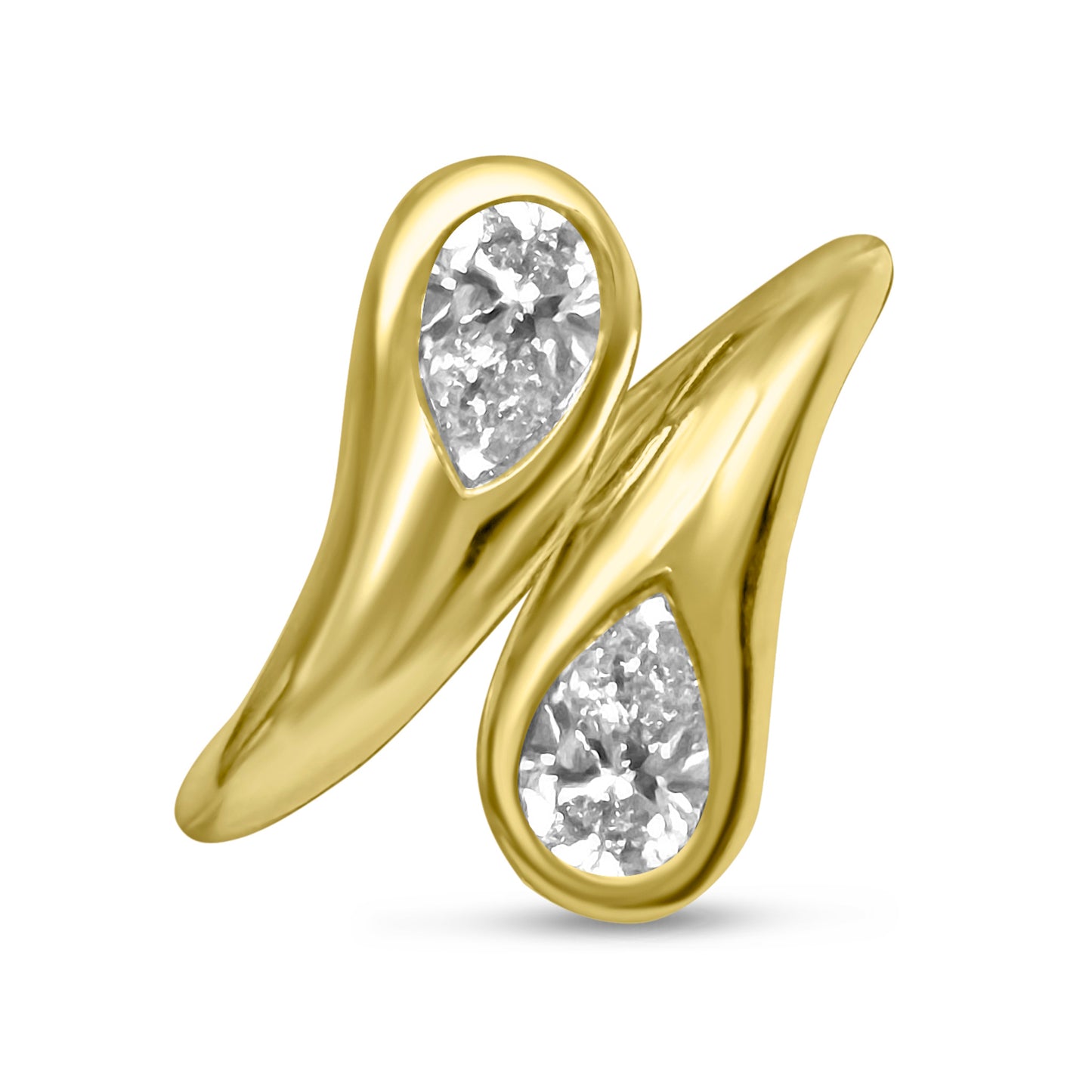 The Nagas 0.50ct Double Pear Pinky Ring in 14K Yellow Gold | Lumeniri