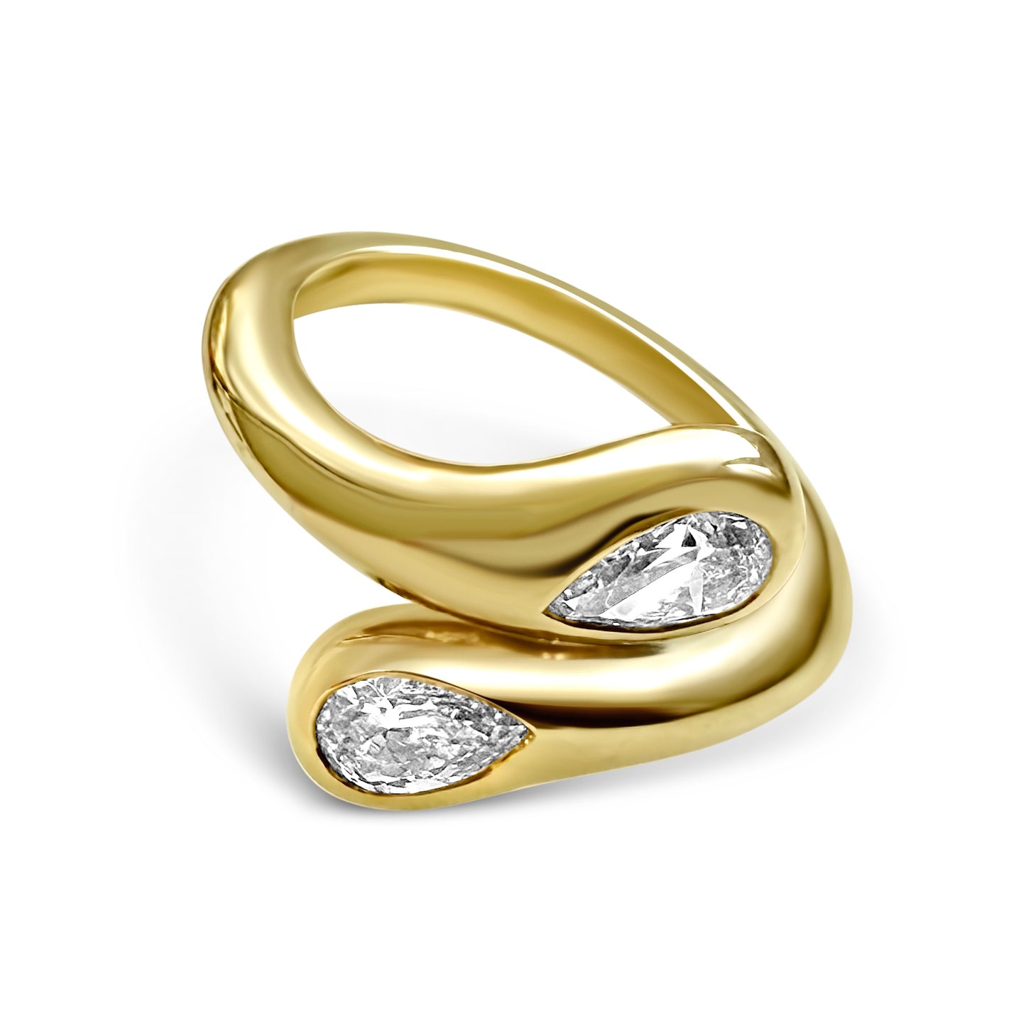 The Nagas 0.50ct Double Pear Pinky Ring in 14K Yellow Gold by Lumeniri