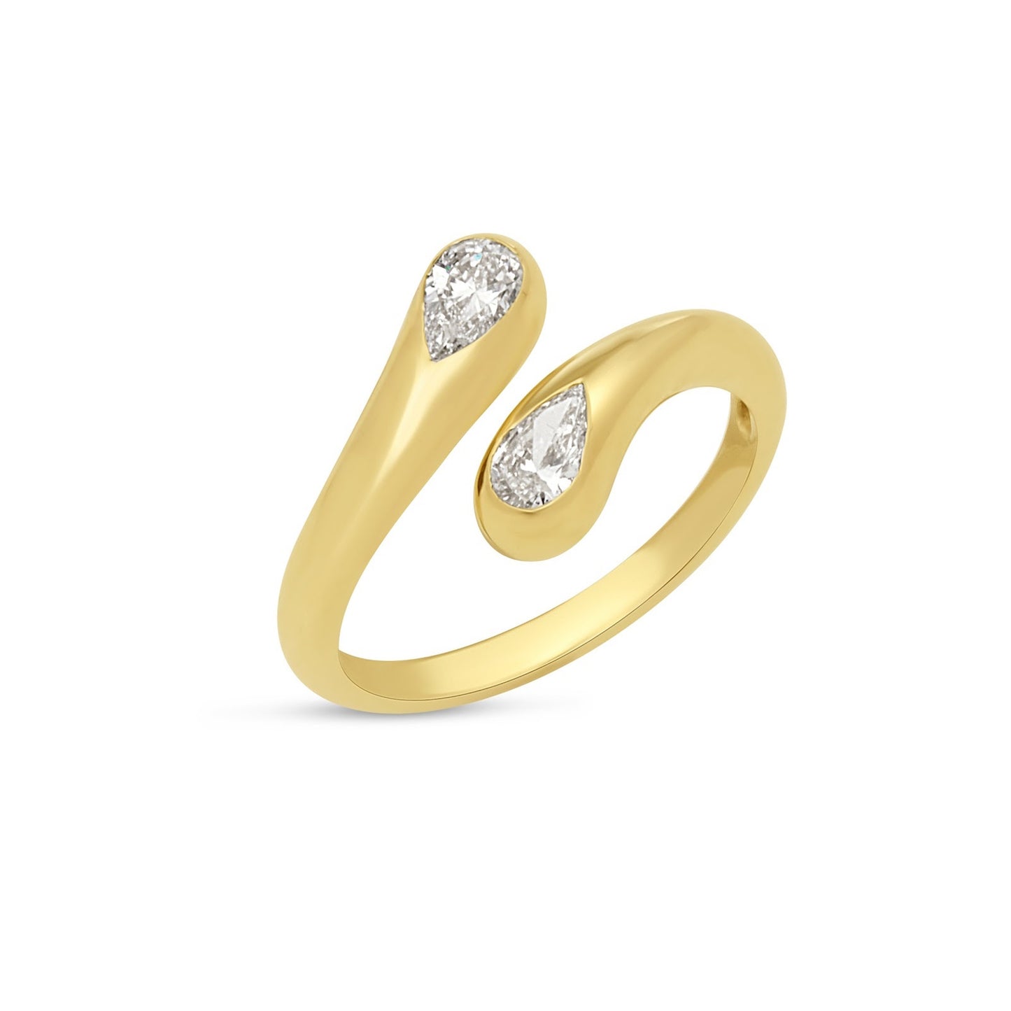 The Nagas Protective Serpent Ring by Lumeniri, featuring a 0.5ct pear lab-grown diamond in 14K yellow gold.