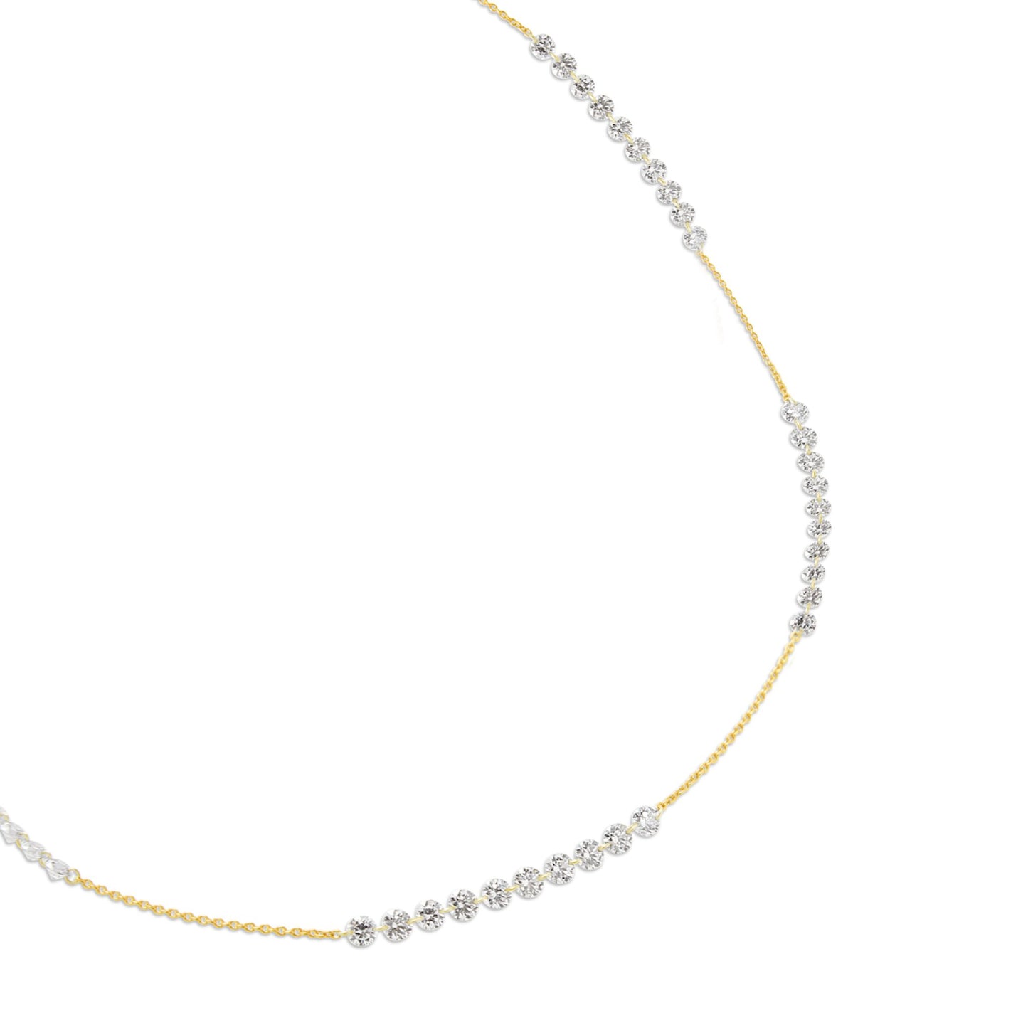 The Purely Pierced Diamond Line Strand Necklace 3.87 ct Premium Diamonds in 14K rose gold cable chain