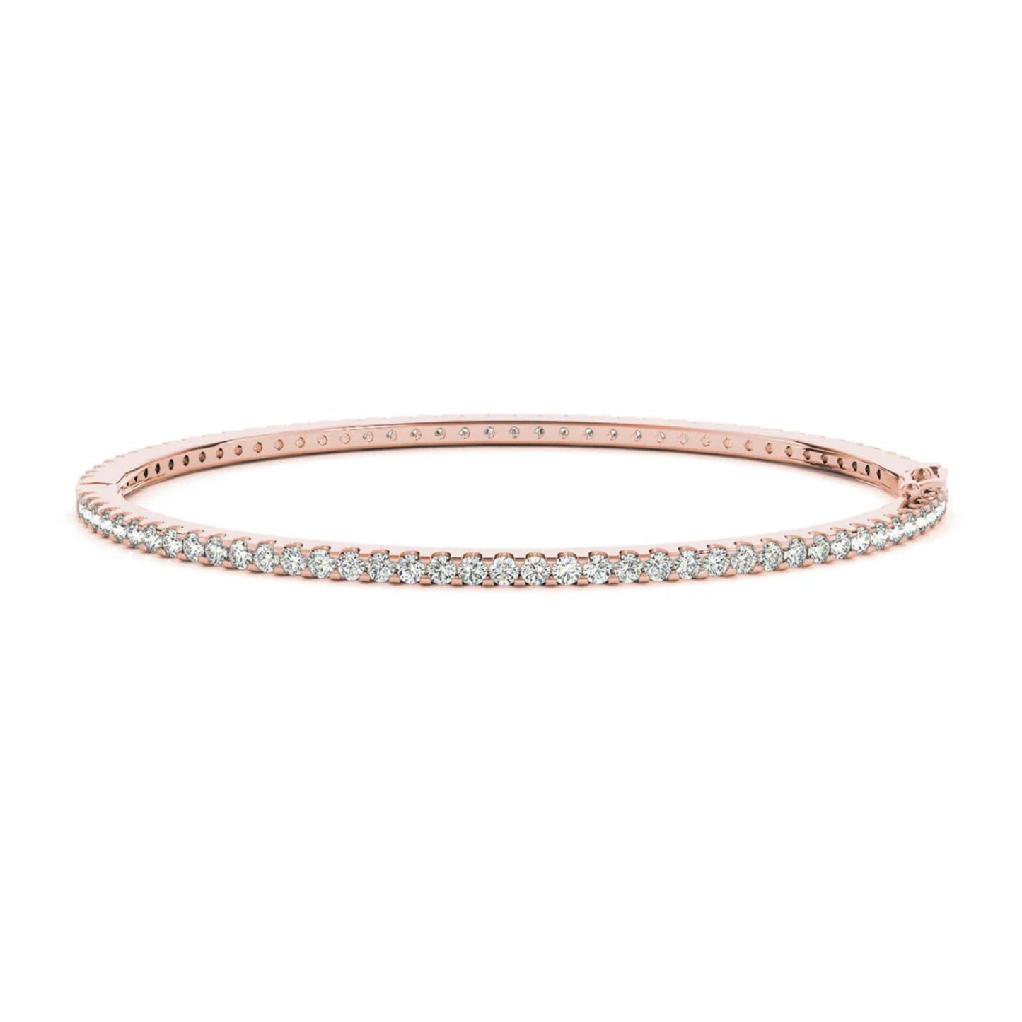The Twinkle Bangle single-row pave bangle set with 115 full-cut round brilliant lab diamonds in Rose Gold