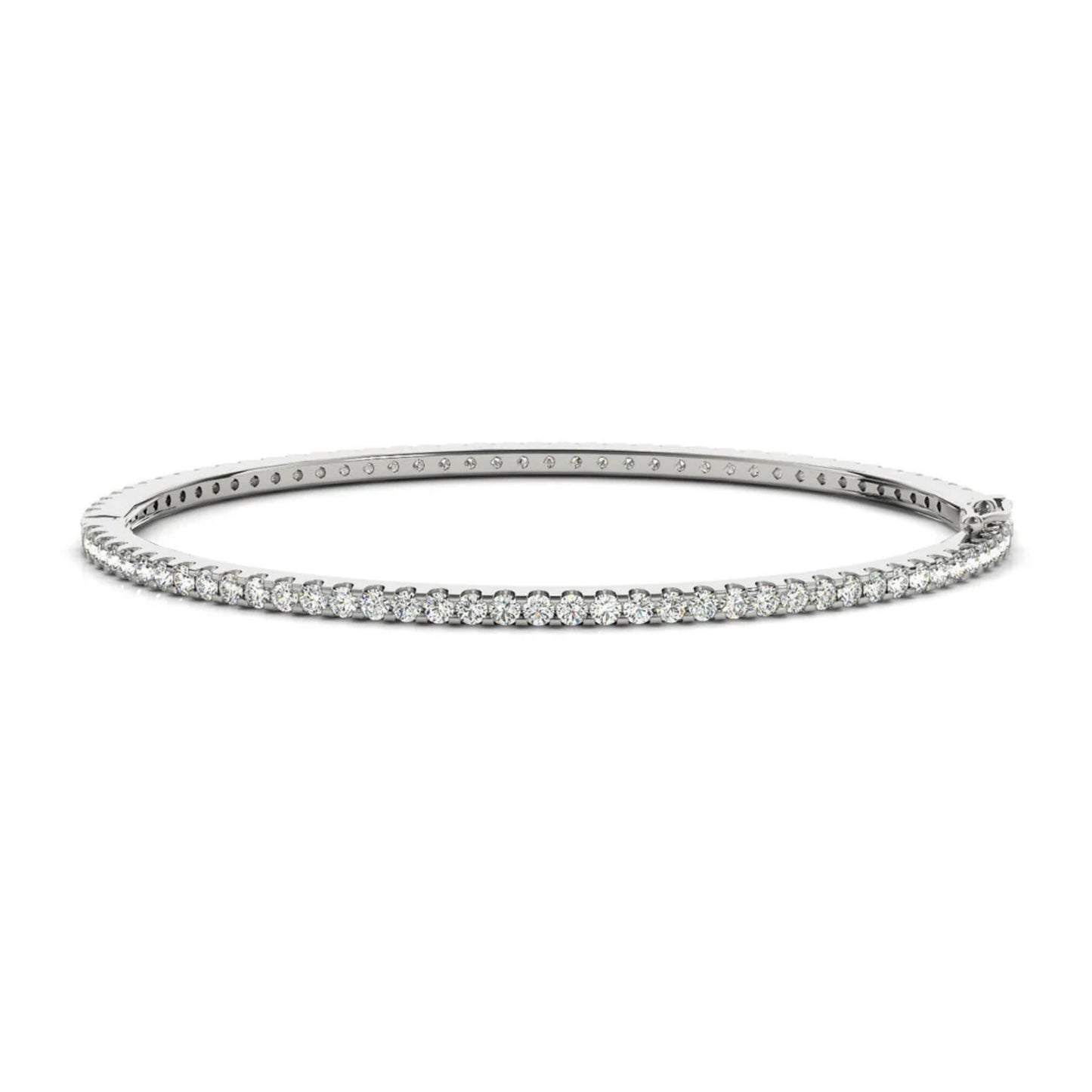 The Twinkle Bangle single-row pave bangle set with 115 full-cut round brilliant lab diamonds in White Gold