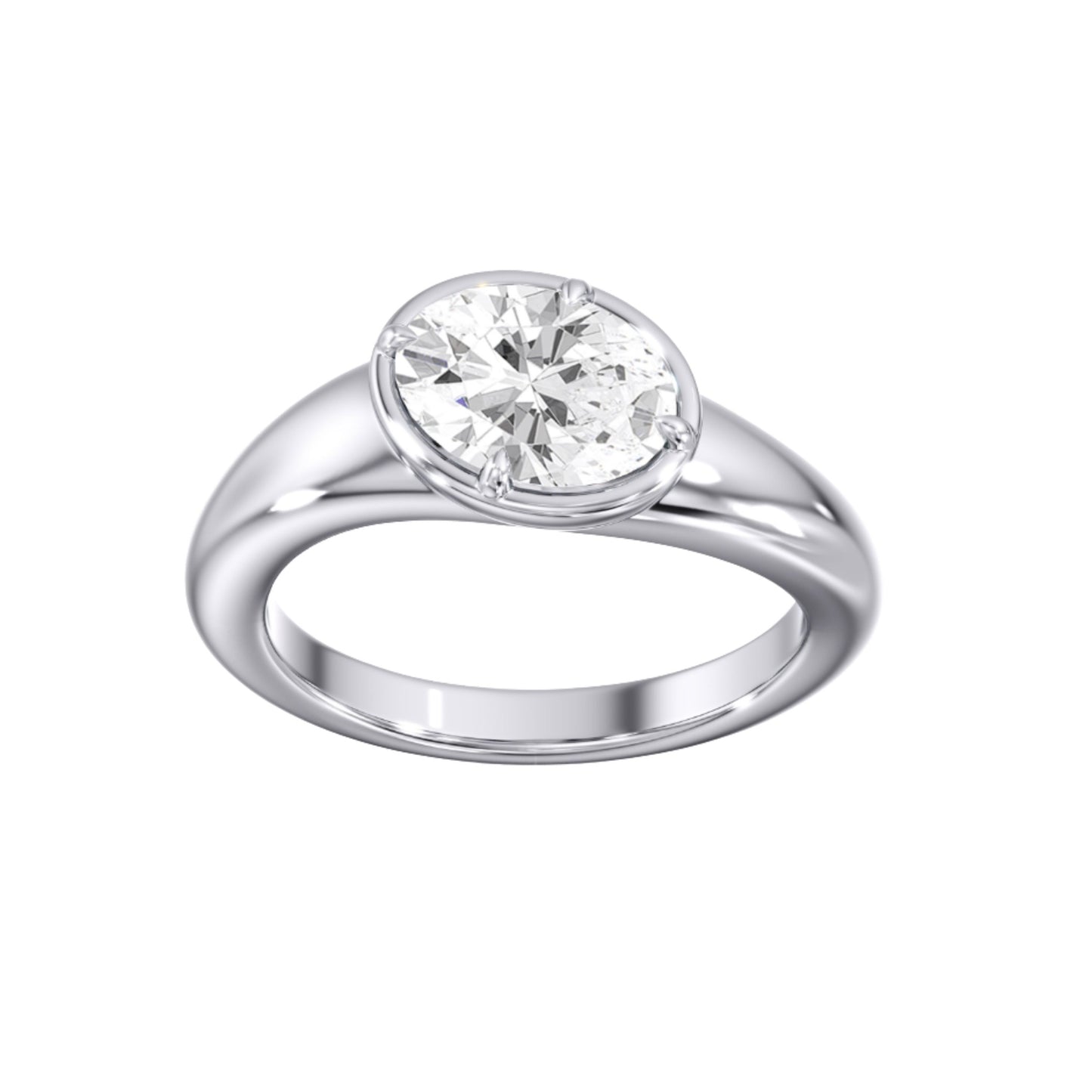 The Valora 1.04ct IGI Certified Oval Lab-Grown Diamond Pinky Ring by Lumeniri  in 14K White Gold 