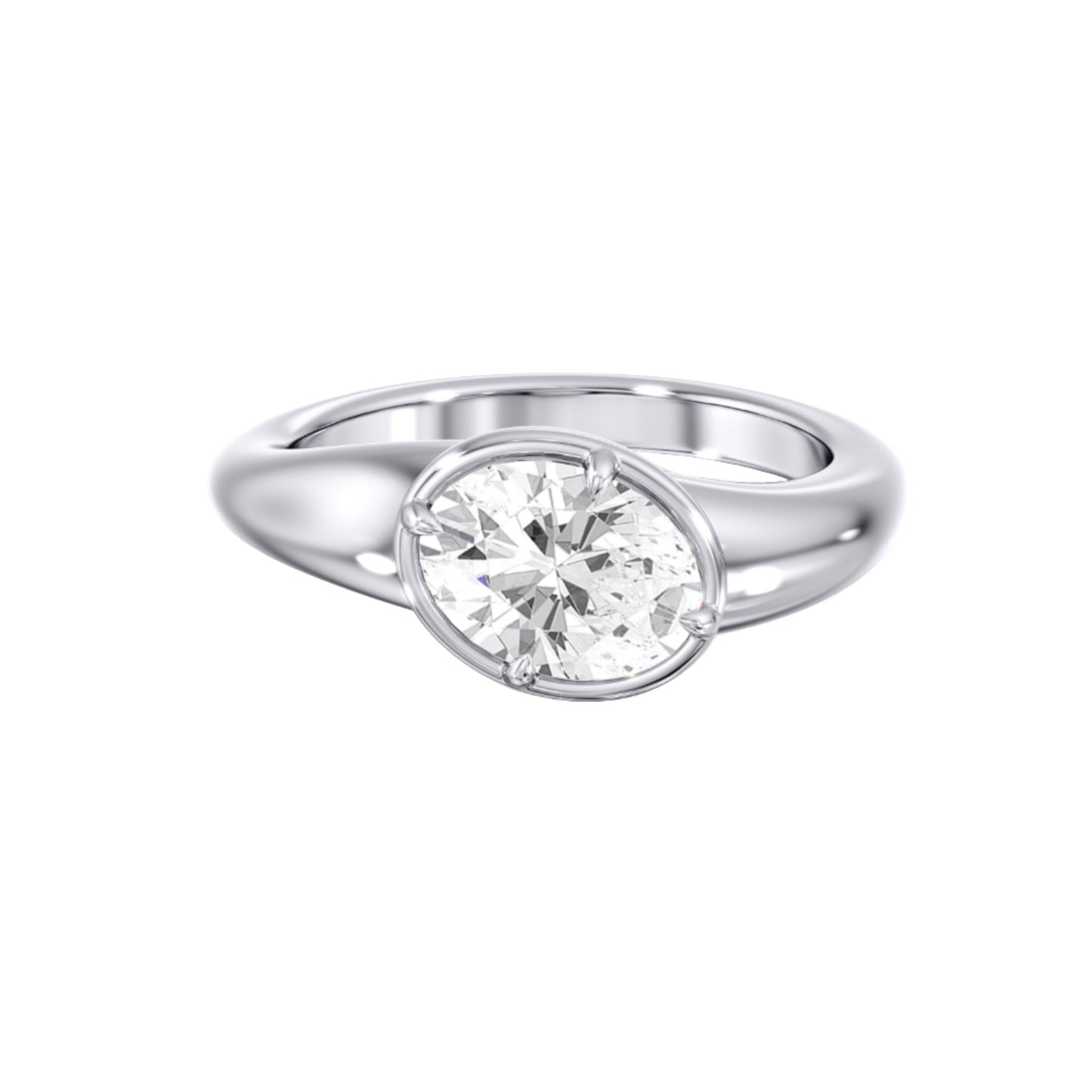 The Valora 1.04ct IGI Certified Oval Lab-Grown Diamond Pinky Ring in 14K White Gold by Lumeniri 