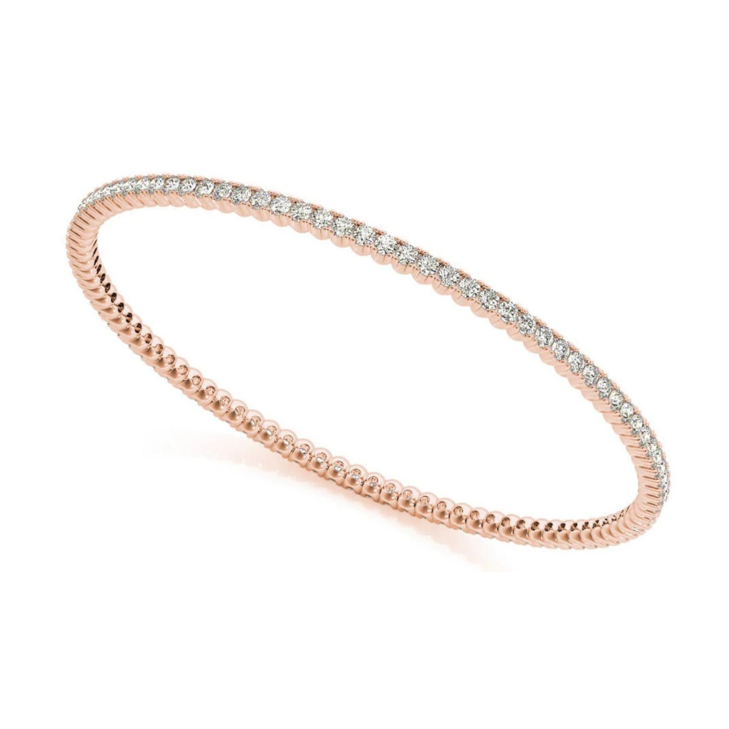 The Zora Single Row Rounded Tennis Bangle in Rose Gold by Lumeniri