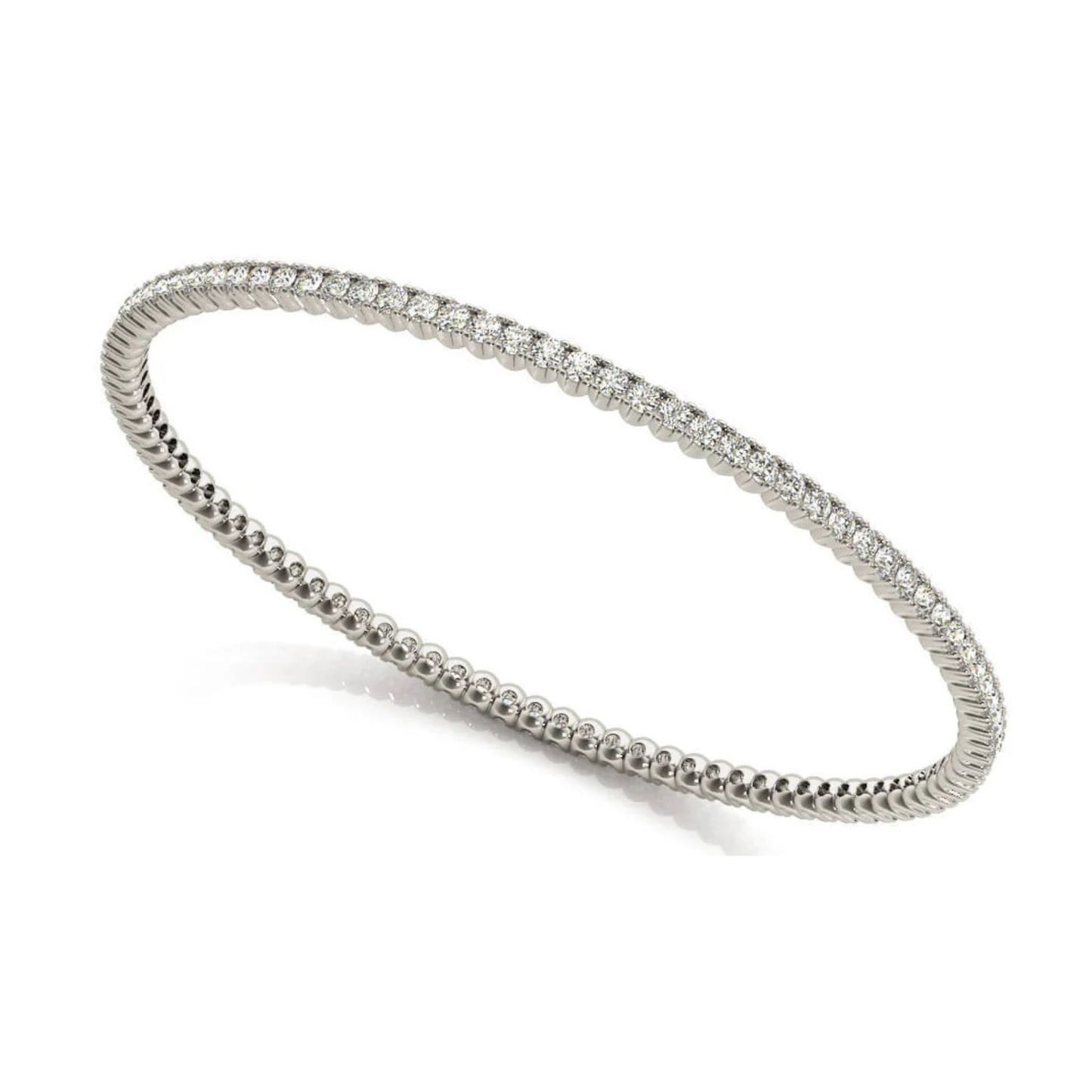 The Zora Single Row Rounded Tennis Bangle in White Gold by Lumeniri
