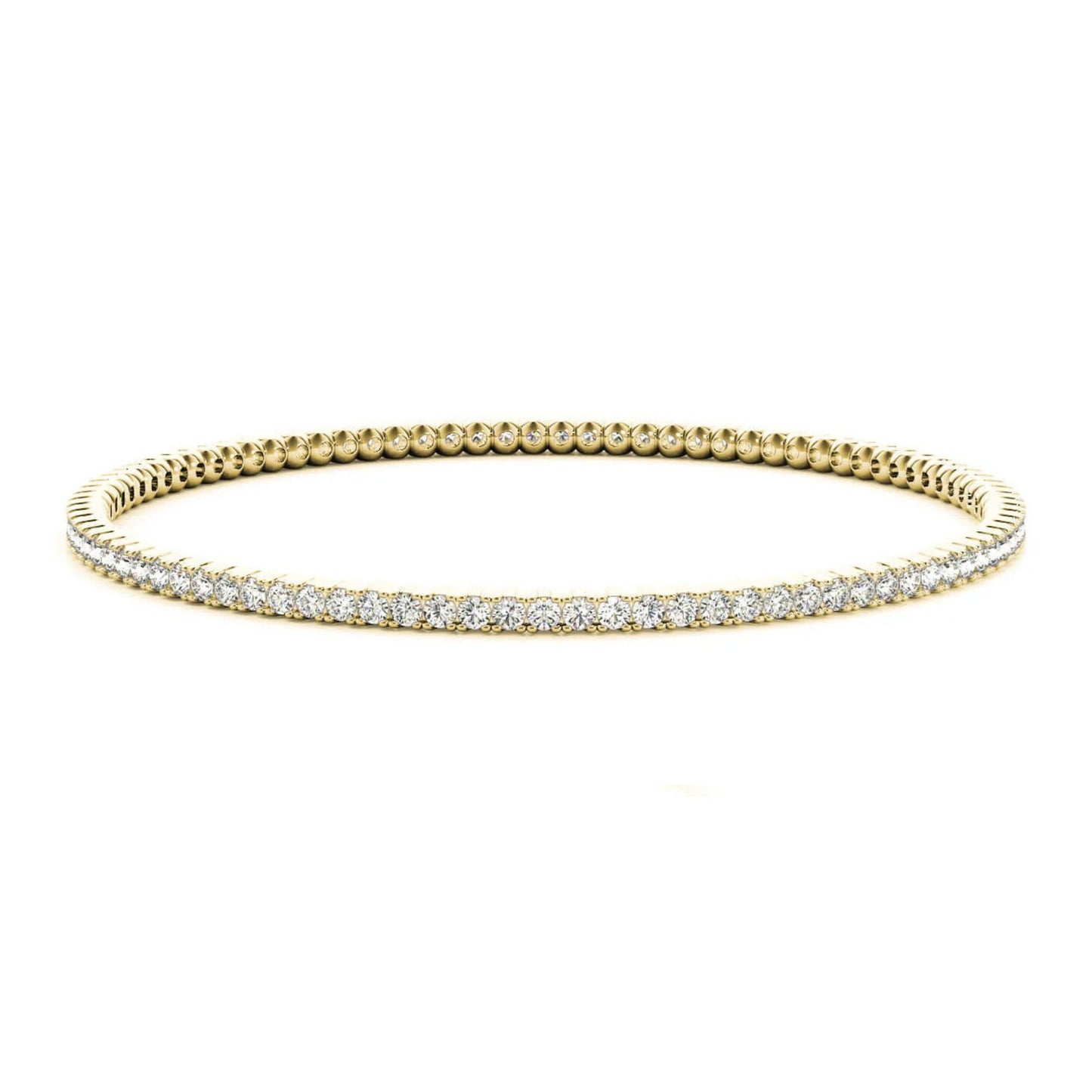 The Zora Single Row Rounded Tennis Bangle in Yellow Gold