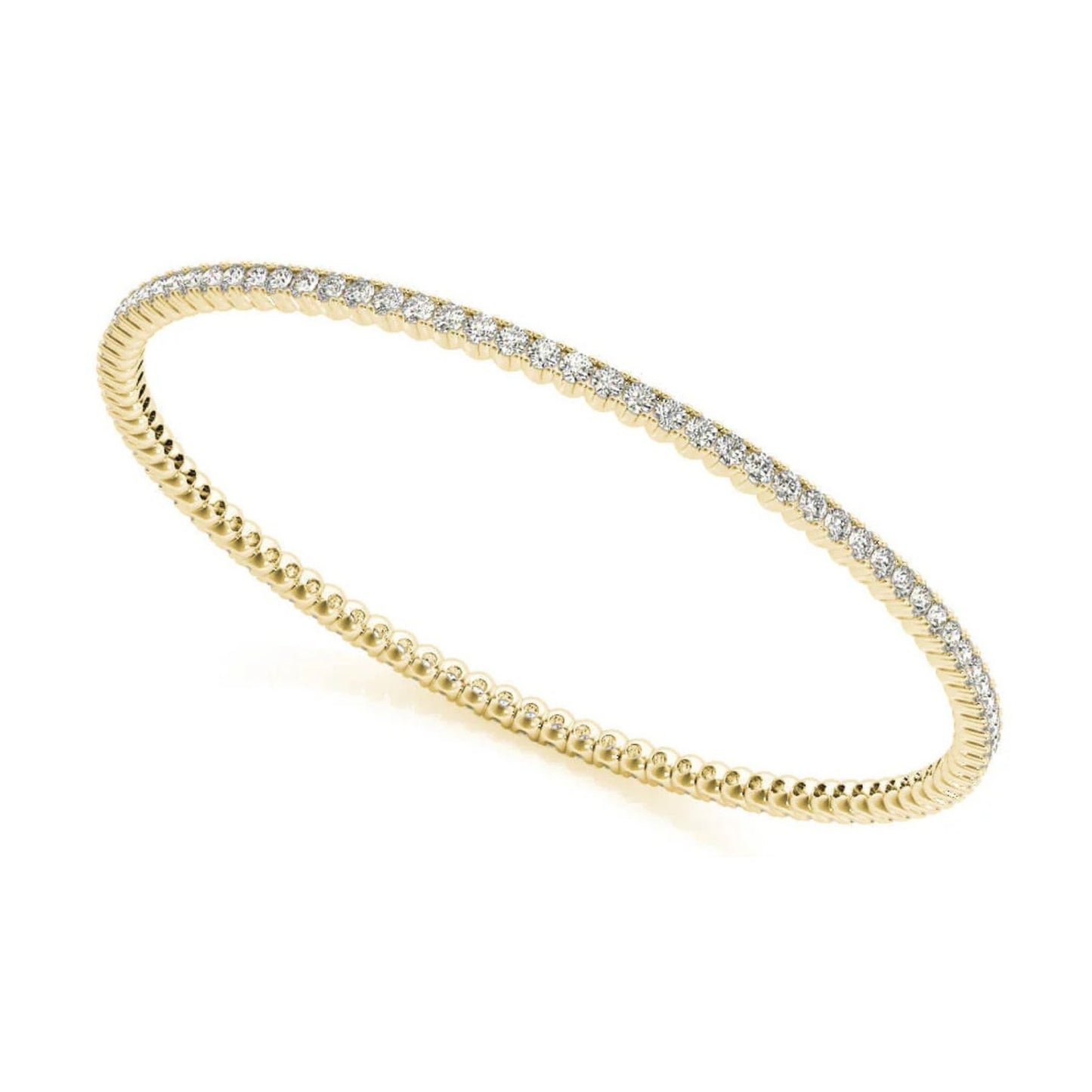 The Zora Single Row Rounded Tennis Bangle in Yellow Gold by Lumeniri