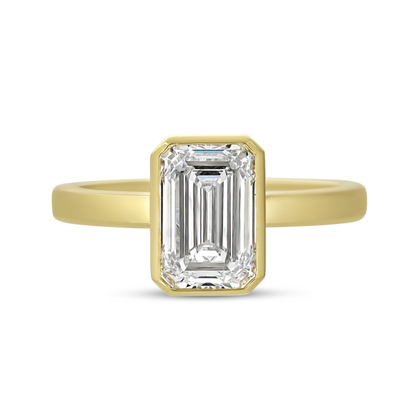 Noura Emerald Cut Bezel Set Engagement Ring