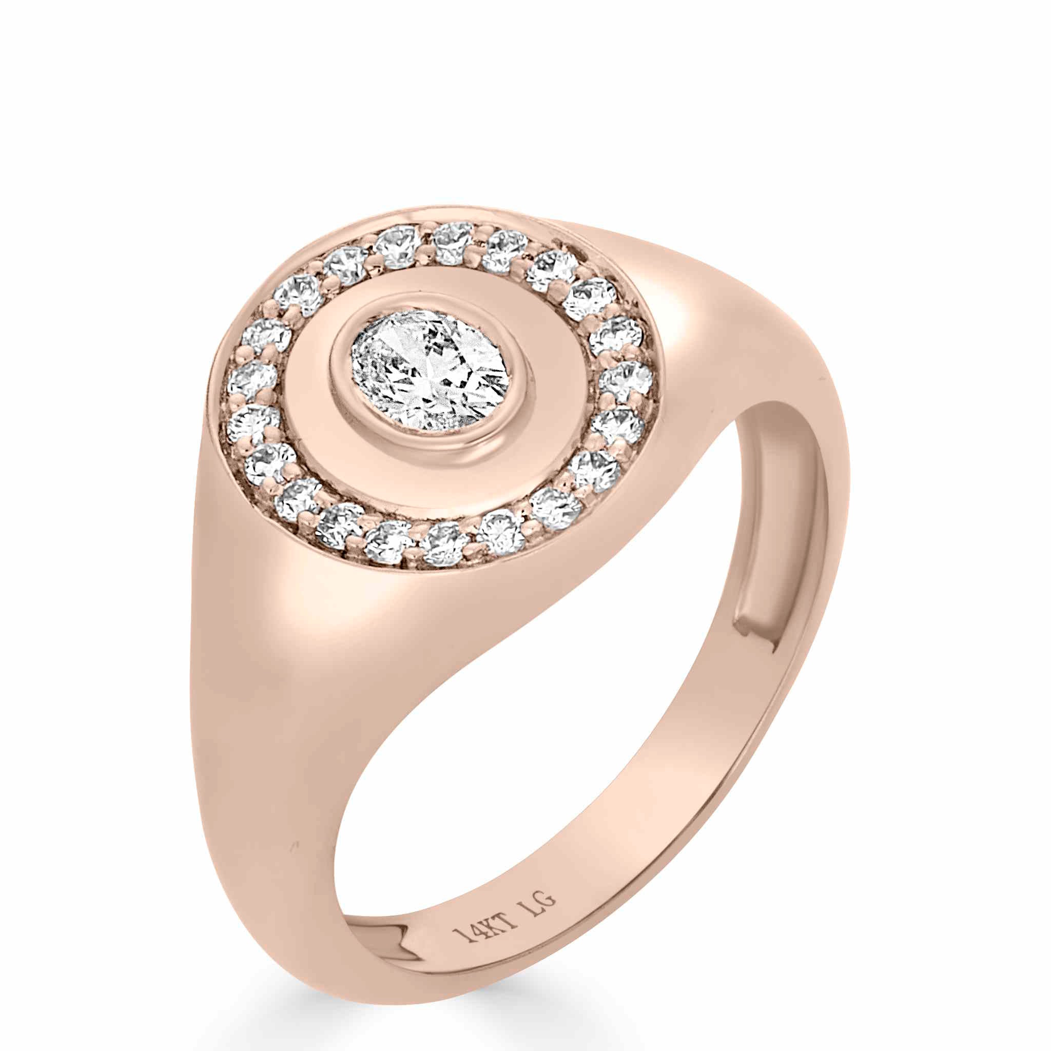 The Lito 0.6ct Oval Halo Lab Grown Diamond Signet Ring in 14K Gold