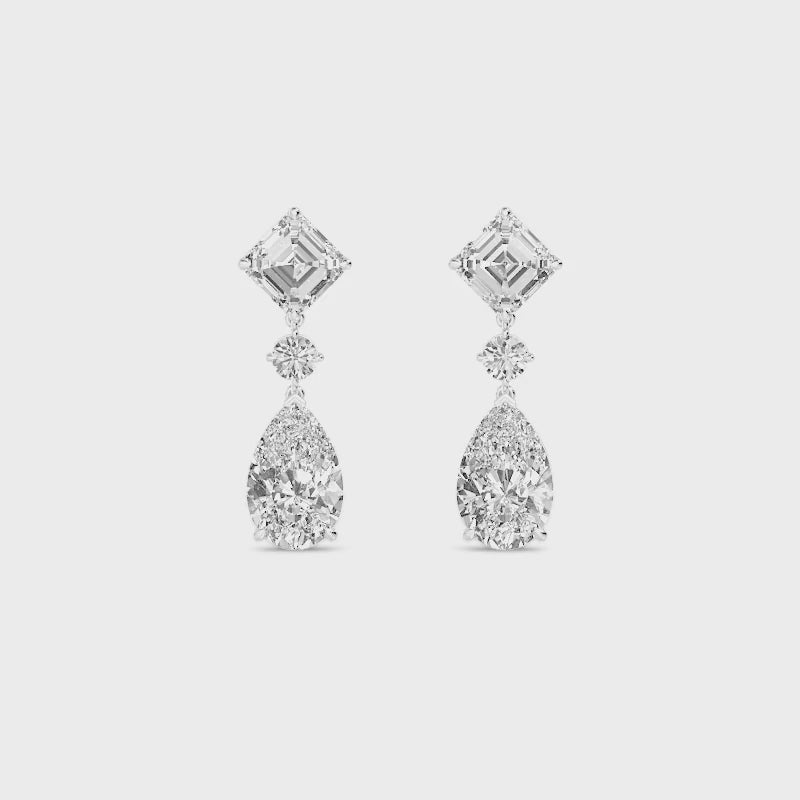 The Valentina 16.75 cttw Diamond Statement Earrings in 14K White Gold