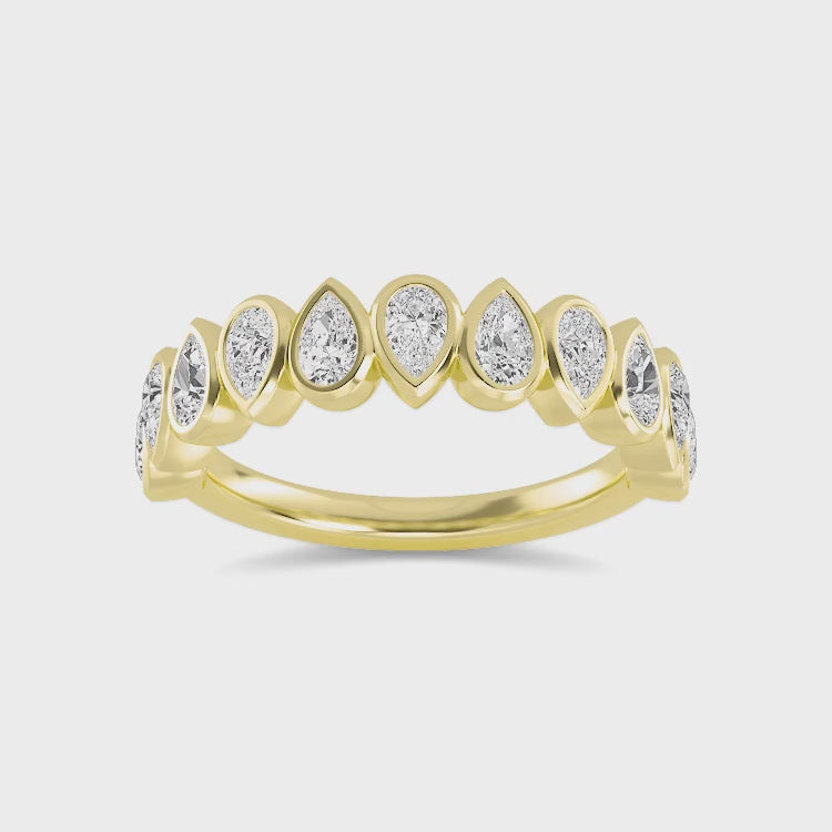 Refined sculptural pinky ring with full eternity lab-grown pear diamonds, Nova by Lumeniri