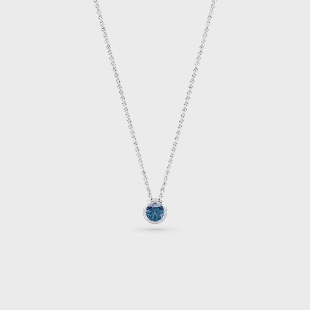 Celeste Collection — Blue Bezel Necklace in 14K White Gold (0.20ctw)