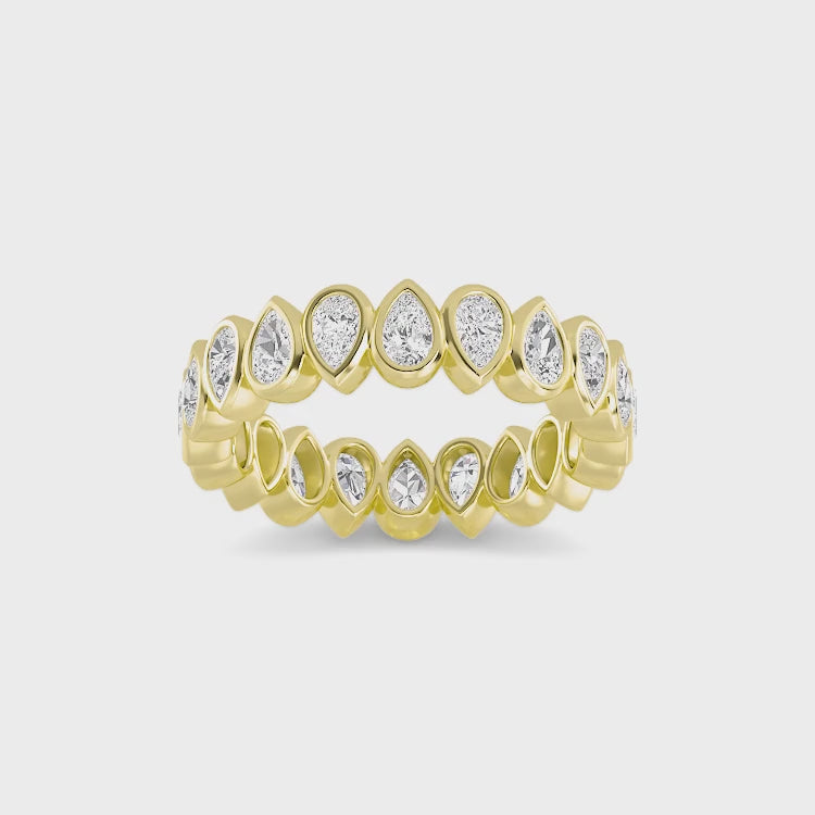 Lumeniri 14K yellow gold pinky ring featuring alternating pear lab-grown diamonds in a half eternity design