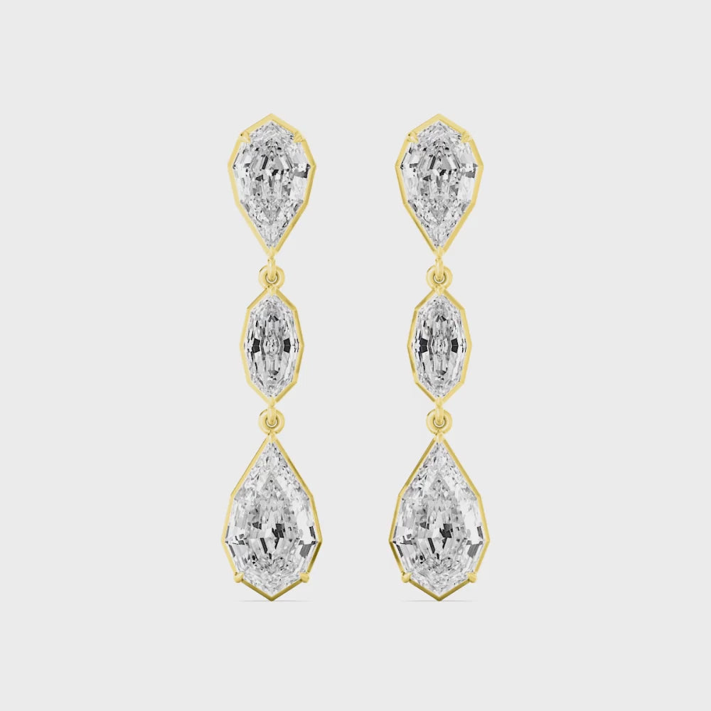 The Calista 7.75 cttw Bezel-Set Step Cut Diamond Dangle Earrings in 14K Yellow Gold