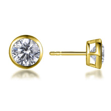 Lumeniri Bezel Set 14K Gold Round Cut Solitaire Diamond Earring