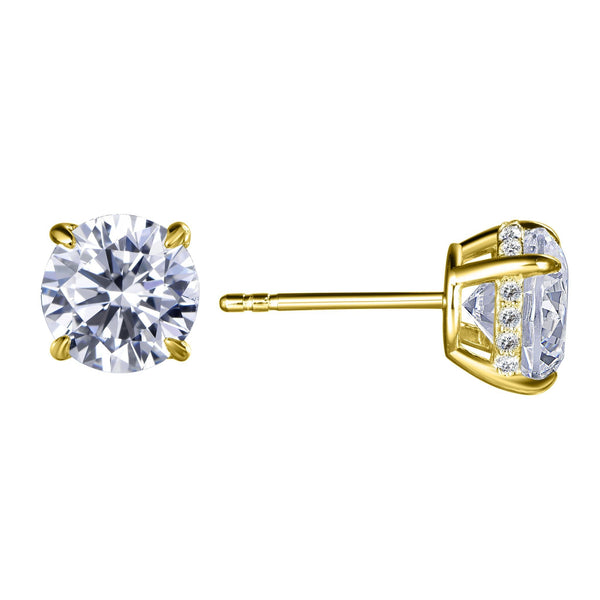 Lumeniri 14K Gold Round Hidden Diamond Halo Studs Earrings