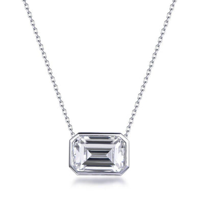 Lumeniri Bezel Set 14K Gold Lab Emerald Cut Diamond Pendant Necklace on Chain