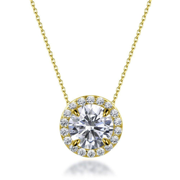 Lumeniri 14K Gold Round Halo Diamond Pendant Necklace