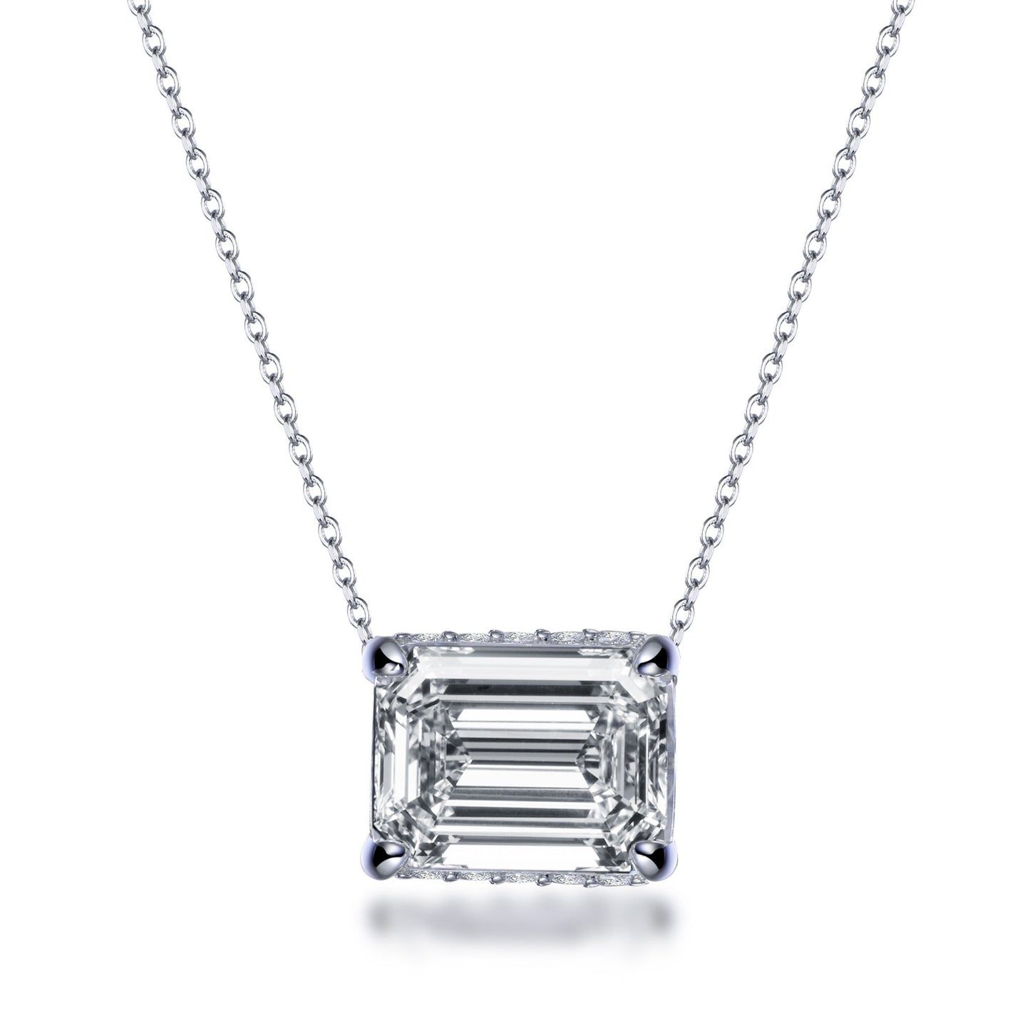 Lumeniri 14K Gold Emerald Hidden Halo Solitaire Diamond Pendant Necklace