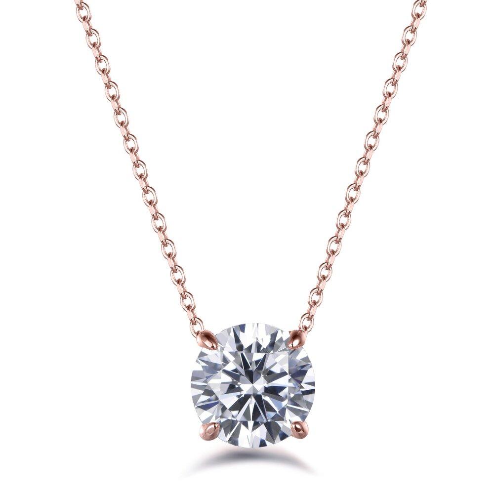 Lumeniri 14K Gold Round Hidden Halo Solitaire Diamond Pendant Necklace