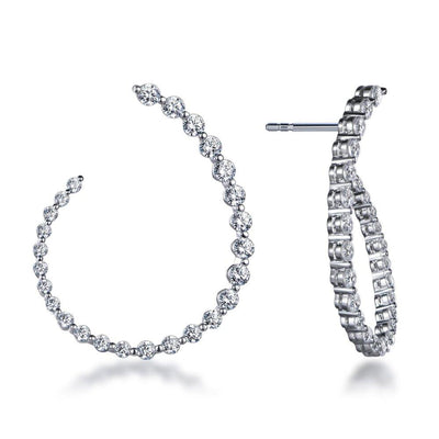 Lumeniri 14K Gold Curved Diamond "Twist" Hoop Earrings