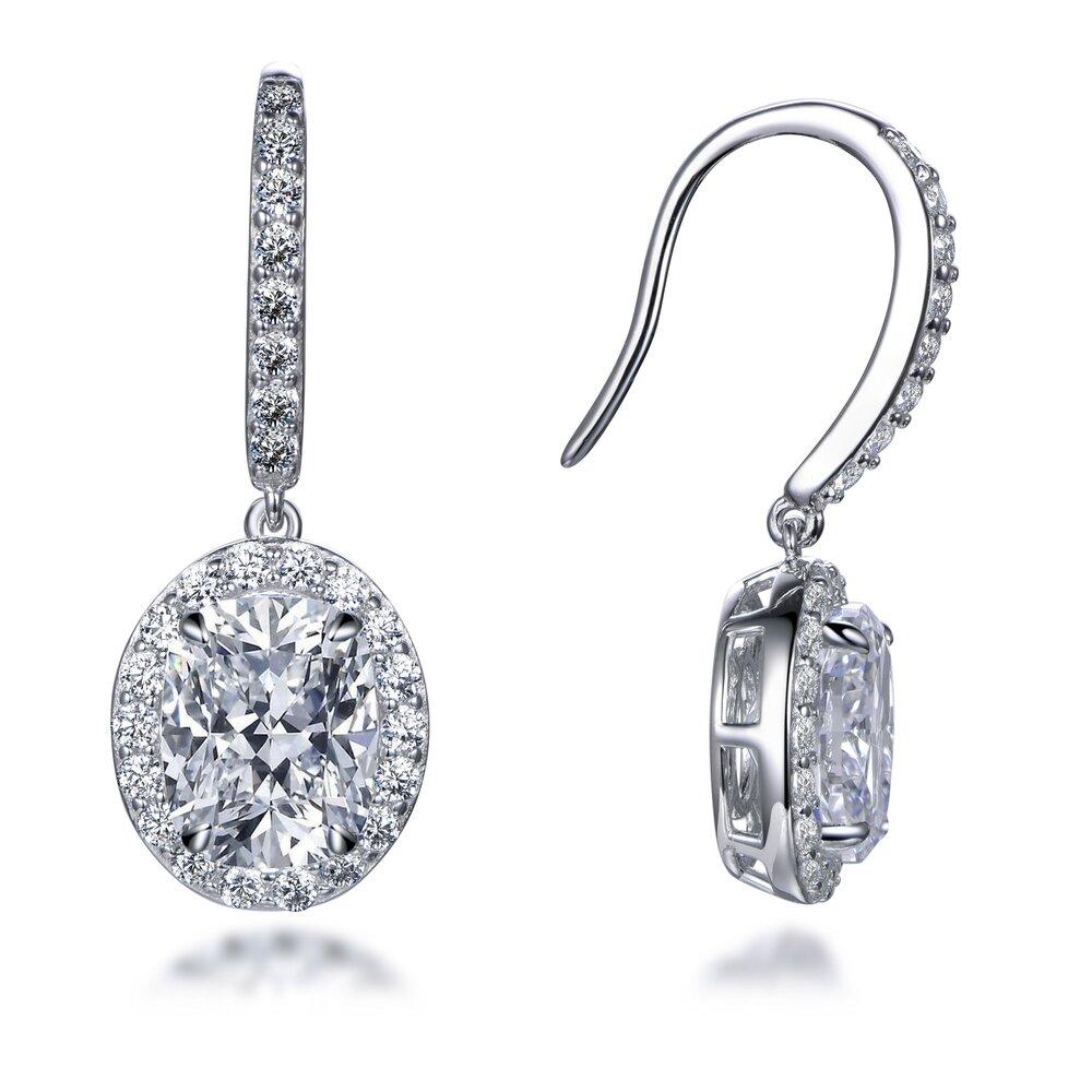 Lumeniri 14K Gold Oval on French Wire Halo Diamond Studs Earrings
