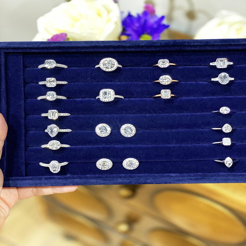 Lumeniri 14K Gold Three Stone Diamond Engagement Ring with Tapered Baguettes Ring