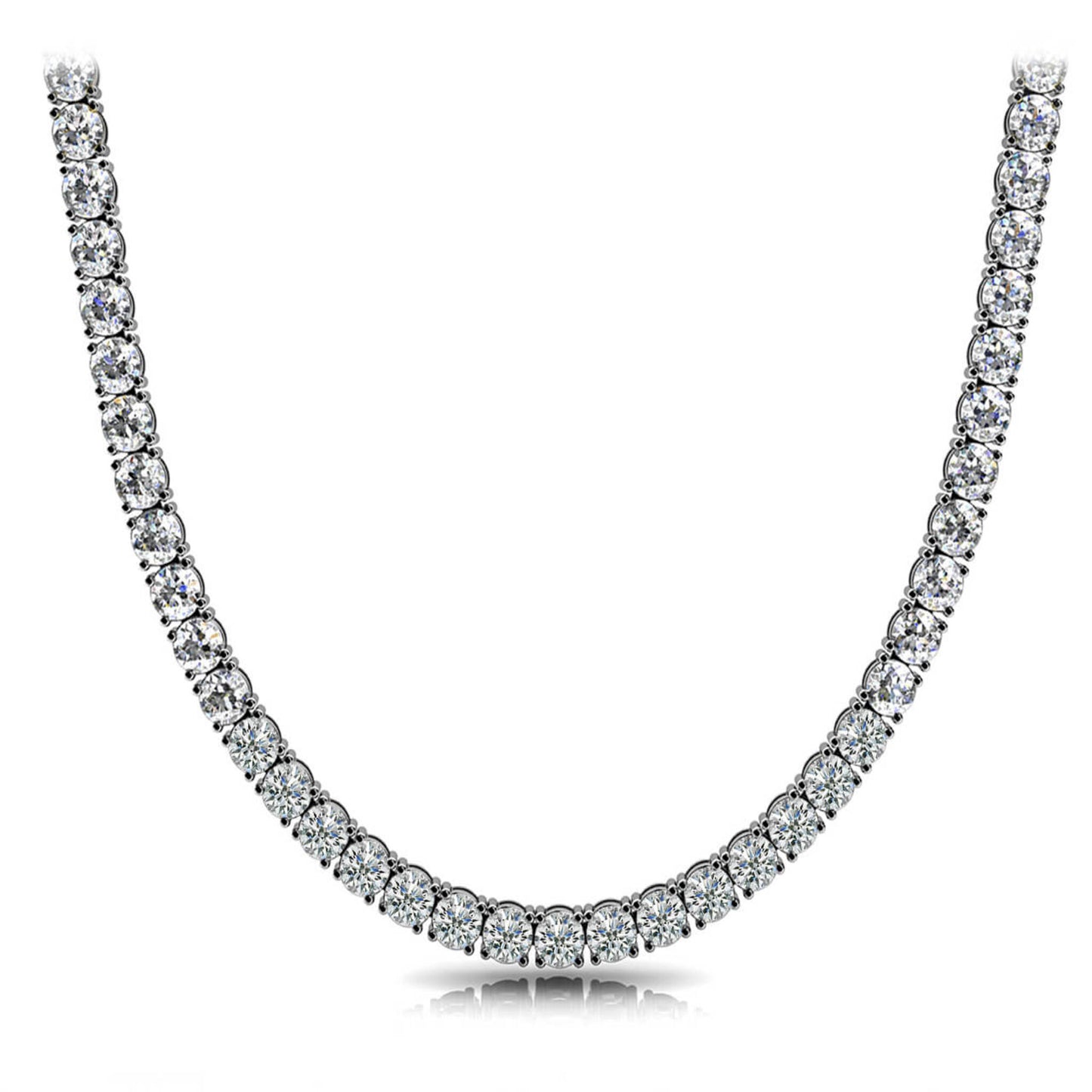 Lumeniri Minimalist product image of The Claire II necklace featuring seamless lab grown diamond strand in timeless 14K white gold tennis design.