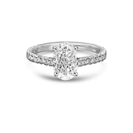 Lumeniri Soleil Hidden Halo Solitaire Ring featuring an Oval-Cut Lab-Grown Diamond in 14K White Gold