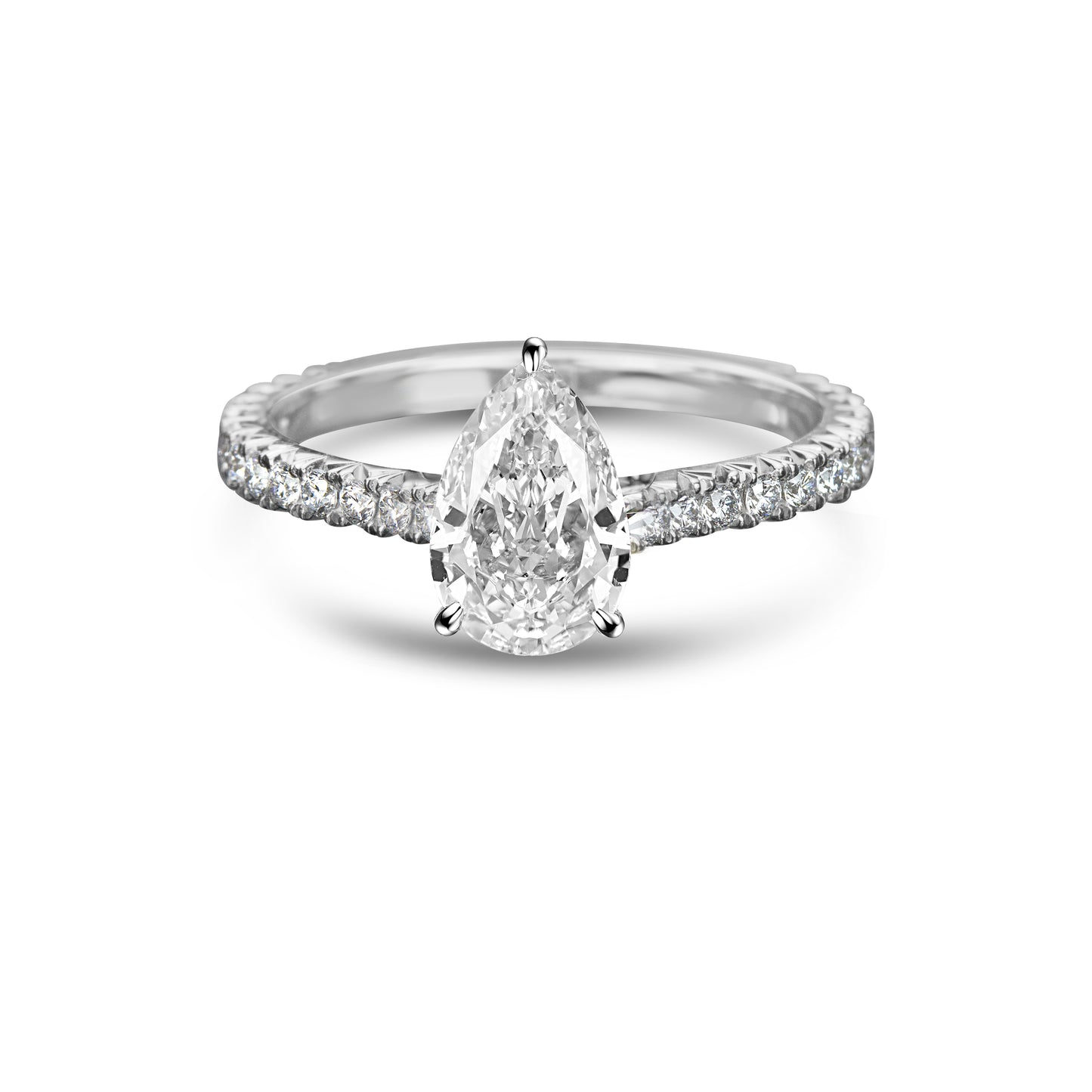 Lumeniri Soleil Hidden Halo Solitaire Ring with Oval-Cut Lab Grown Diamond in 14K White Gold