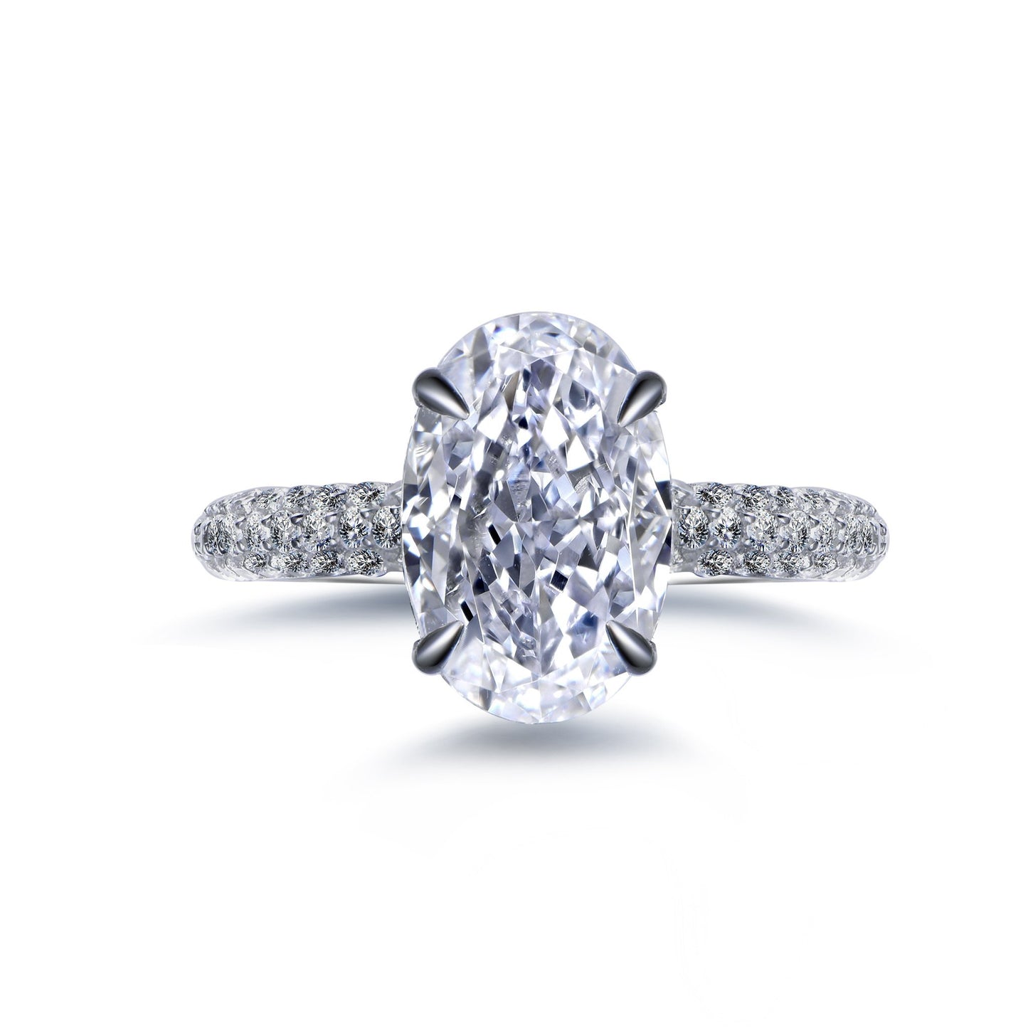 Lumeniri 14K Gold Hidden Halo Oval Cut Solitaire Diamond Ring with Pave Band