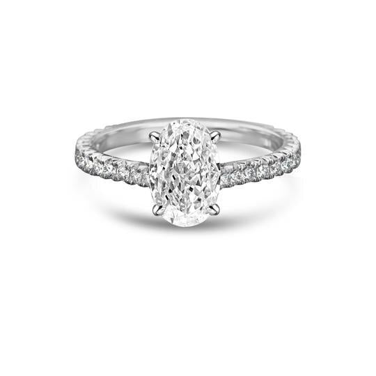 Soleil Hidden Halo French Pave Solitaire Ring in 14K White Gold from Lumeniri