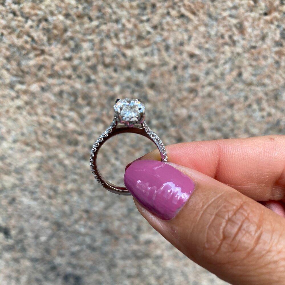 Soleil Hidden Halo Solitaire Ring by Lumeniri with Round-Cut Lab-Grown Diamond in 14K White Gold