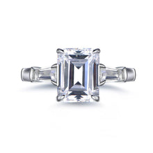 Lumeniri 14K Gold Three Stone Diamond Engagement Ring with Tapered Baguettes Ring